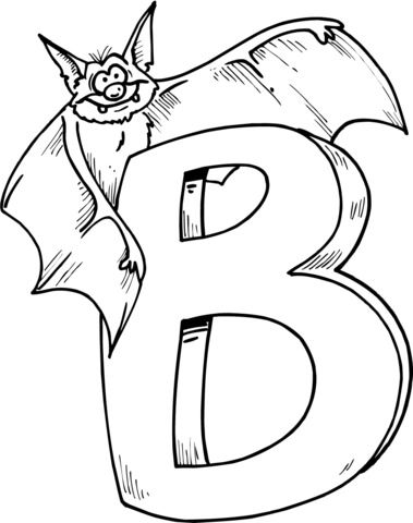 Letter B Is For Bat Coloring Page